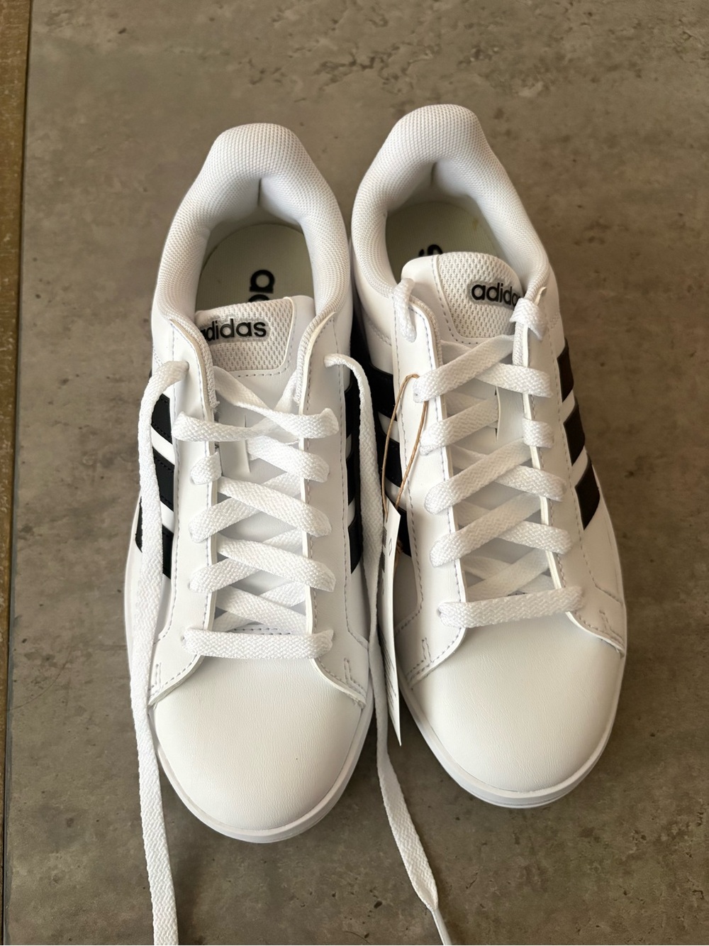 adidas White Sneakers with Black Three-Stripes